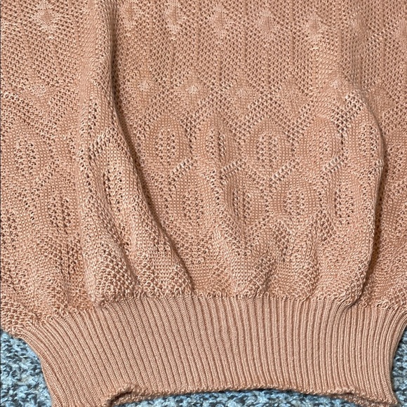 VNTG Kenneth Too! Tan/Orange Crew Neck Knit Sweater with Short Sleeves - Picture 6 of 6